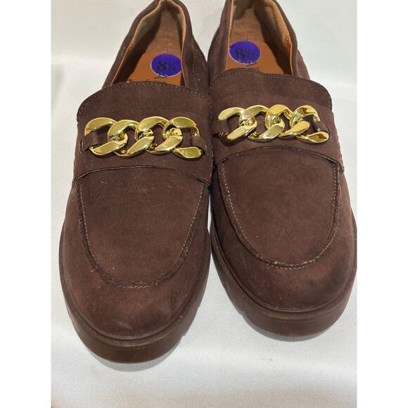 Anne Klein Eunice Brown Coco Vegan Loafers Chunky Chain Preppy Women’s 8.5 Work - Picture 4 of 9
